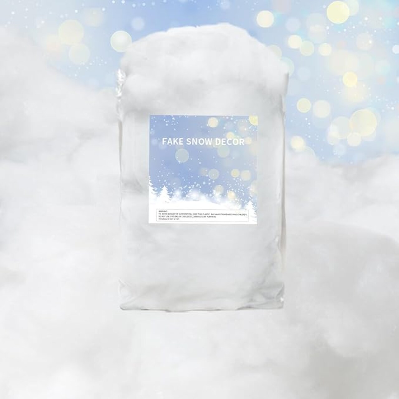 Christmas Village Tree Winter Wonderland Decorations- Multi-Use Cotton-Like Artificial Snow/Fake Cloud for Indoor Snow Décor, Miniature Scene Craft DIY, White Xmas